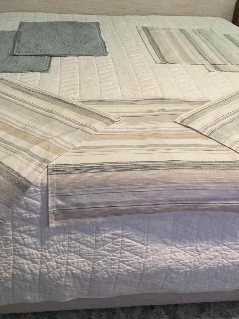 Pottery Barn Striped Pillow Shams in Cream, Gray and Beige
